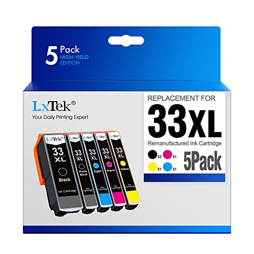 LxTek 33XL Multipack Druckerpatronen Kompatibel für Epson 33XL 33 XL für Epson XP 540 Druckerpatronen für XP-7100 XP-530 XP-640 XP-830 XP-900 XP-645 XP-635 XP-630（5er-Pack） von LxTek