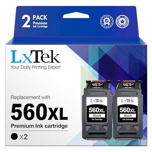 LxTek 560XL PG-560XL Patronen als Ersatz für Canon 560 für Canon TS5350 Druckerpatronen für Pixma TS5350 TS5351 TS7450 TS5352 TS5353 TS7451 (2 Schwarz) von LxTek