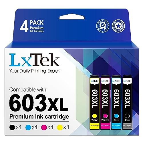 LxTek 603 XL Multipack Kompatibel für Epson 603XL 603 Druckerpatronen für Epson Expression Home XP-3100 XP-4100 XP-4105 XP-2100 XP-2105 XP-3105 Workforce WF-2830 WF-2850 WF-2810 WF-2835 (4er-Pack) von LxTek