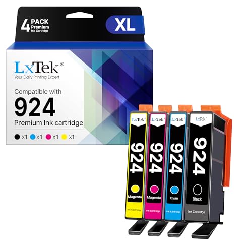 LxTek 924 Druckerpatronen 924 Multipack 924e Kompatibel für HP 924 Patronen für HP Officejet Pro 8132e Patronen für HP Officejet Pro 8122e Patronen 9120e 9730e 8124e 8120e 8130e (4er-Pack, Kein Chip) von LxTek