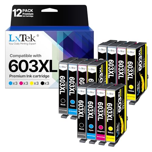 LxTek Druckerpatronen 603 XL 603XL Kompatibel für Epson 603 XL Multipack für Epson XP 3105 Druckerpatronen für Expression Home XP-3100 XP-3105 XP-4100 XP-4105 XP-2810 XP-2100 Drucker (12er-Pack) von LxTek