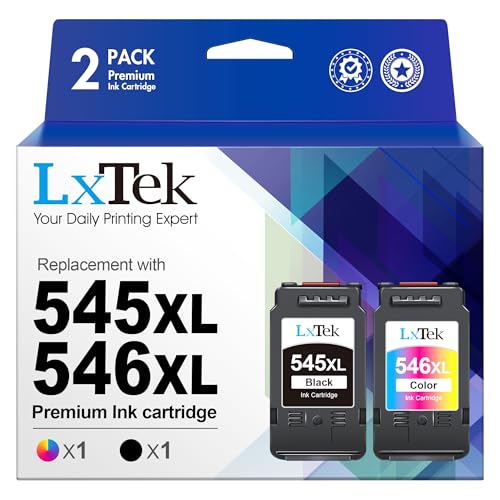 LxTek 545XL 546XL Multipack als Ersatz für Canon Druckerpatronen 545 546 für Canon 545 XL Black PG 545 PG-545XL PG-545 PG-546 Kompatibel für Pixma MX495 Patronen TR4550 TS3350 TR4600 (2er-Pack) von LxTek