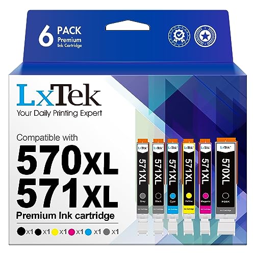 LxTek Kompatibel Tintenpatrone als Ersatz für Canon PGI-570 XL CLI-571 XL für PIXMA MG7700 MG7750 MG7751 MG7752 MG7753 TS8050 TS8051 TS8052 TS8053 (PGBK, Schwarz, Cyan, Magenta, Gelb, Gray, 6er-Pack) von LxTek