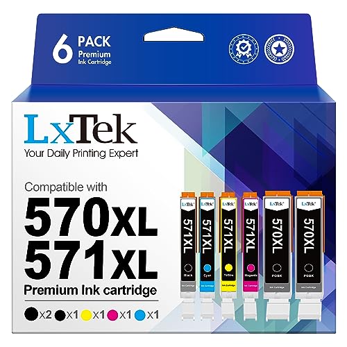 LxTek 570 571XL Tintenpatrone als Ersatz für PGI-570 XL CLI-571 XL Druckerpatronen Canon TS5050 für PIXMA MG5750 TS6051 MG6850 TS6050 MG5700 MG5751 MG5752 MG6800 MG6851 MG6852 TS5051 TS5055 (6er-Pack) von LxTek