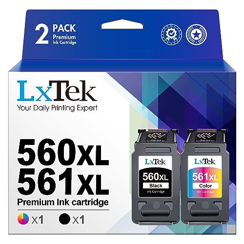 LxTek PGI-560XL CLI-561XL Multipack Tintenpatrone als Ersatz für Canon Druckerpatronen 560 561 für Pixma TS5350 TS5351 TS5352 TS5353 TS7450 TS7451 (Schwarz, Farbe, 2er-Pack) von LxTek