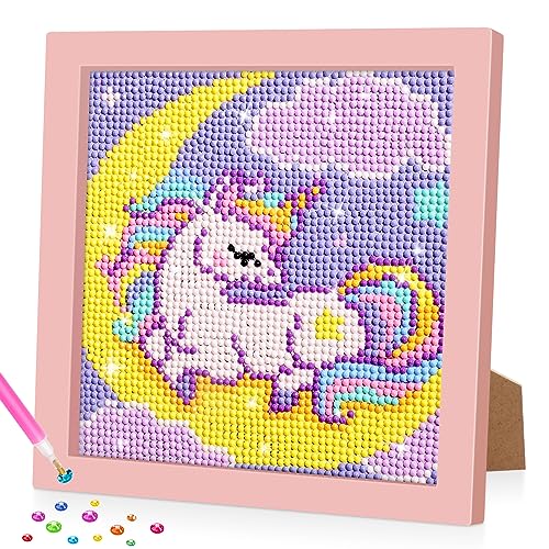 Lxmsja 5D DIY Diamond Painting Kinder Einhorn, Diamant Painting Bilder Kinder Erwachsene, Diamond Painting Mädchen mit Rahmen, Mädchen Geschenke 4-13 Jahre, Arts Craft für Home Wand Decor von Lxmsja