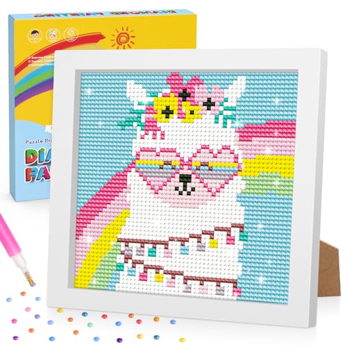 Lxmsja 5D DIY Alpaka Diamond Painting Kinder Mädchen, Diamant Painting Bilder Kinder Erwachsene, Diamond Painting Mädchen mit Rahmen, Mädchen Geschenke 4-13 Jahre, Arts Craft für Home Decor von Lxmsja