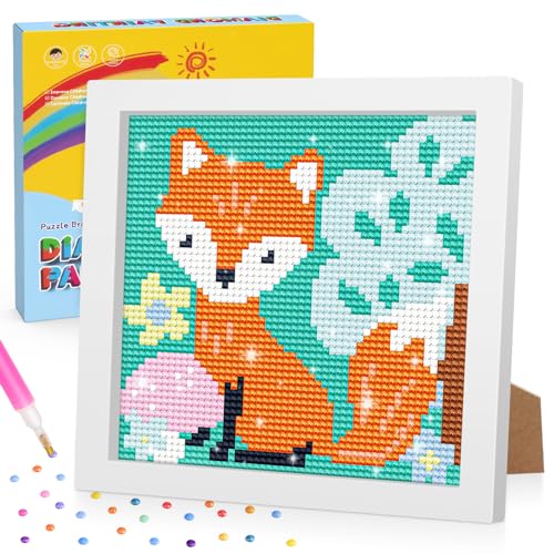 Lxmsja 5D DIY Fuchs Diamond Painting Kinder Mädchen, Diamant Painting Bilder Kinder Erwachsene, Diamond Painting Mädchen mit Rahmen, Mädchen Geschenke 4-13 Jahre, Arts Craft für Home Decor von Lxmsja