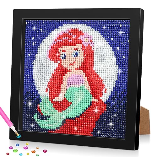 Lxmsja 5D DIY Diamond Painting Kinder Meerjungfrau, Diamant Painting Bilder Kinder Erwachsene, Diamond Painting Mädchen mit Rahmen, Mädchen Geschenke 4-13 Jahre, Arts Craft für Home Wand Decor von Lxmsja