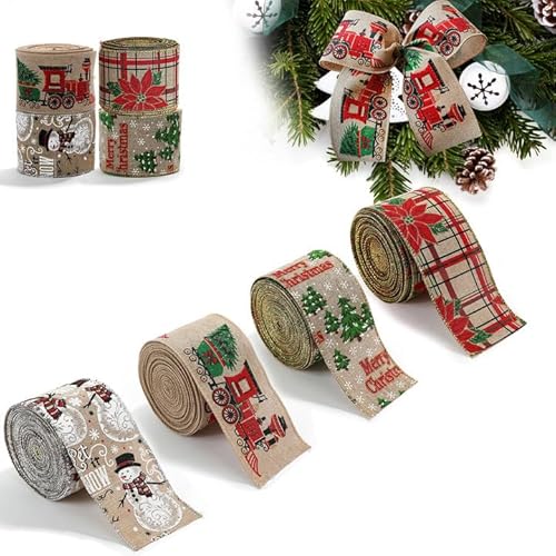 Lxoraziy 4 Rollen DIY Weihnachtsbänder, 6,3 cm x 2 m Geschenkband Weihnachtsband, Dekoband für Weihnachten, Ripsband Weihnachten, für DIY-Kränze, Verpacken, Basteln, Dekoration Lxoraziy 4 Rollen DIY Weihnachtsbänder, 6,3 cm x 2 m Geschenkband Weihnachtsband, Dekoband für Weihnachten, Ripsband Weihnachten, für DIY-Kränze, Verpacken, Basteln, Dekoration von Lxoraziy