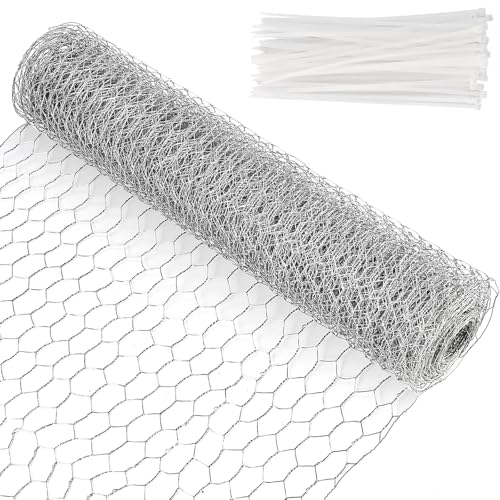 Lxoraziy Hasendraht Hühnerzaun Verzinkt, 0.4 m x 15 m Hasendraht, Kaninchendraht mit 50 Cable Ties, Volierendraht Hasendraht Drahtgitter Drahtzaun Drahtgeflecht, Maschen 25 mm von Lxoraziy