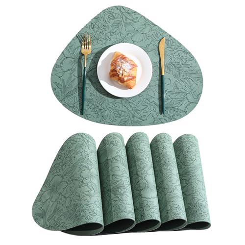Lxoraziy Tischsets Abwaschbar 6er Set, 42x34cm Tischsets Leder, Tischuntersetzer Doppelseitigen rutschfest für Hause Küche Restaurant und Hotel von Lxoraziy