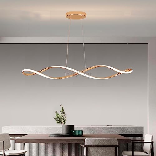 Moderne Deckenleuchte dimmbar minimalistische Lampe Deckenleuchte Esszimmer Design Kronleuchter (Messingfarbe, 92cm) von Lxysy