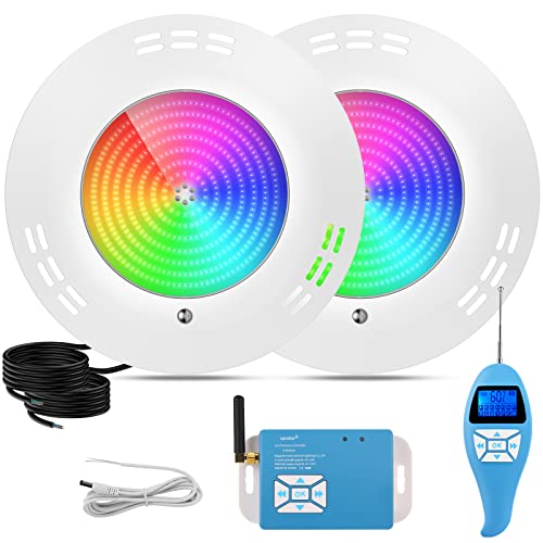 LyLmLe Harz Gefüllt Poolbeleuchtung LED, 35W Ultraflach Poolscheinwerfer RGB Externe Synchronisation mit Fernbedienung,140° Abstrahlwinkel,IP68 Wasserdicht,Aufputzmontage,12V AC(2er-Pack) von LyLmLe