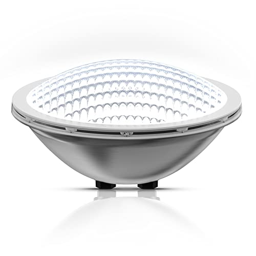 LyLmLe LED Poolbeleuchtung PAR56, 30W Schwimmbad LED 316L Edelstahl, IP68 Wasserdicht LED Unterwasserscheinwerfer (Ersetzt 300W PAR56 Halogenlampen) 3000lm, 120° Abstrahlwinkel,12V AC/DC,6000K Weiß von LyLmLe