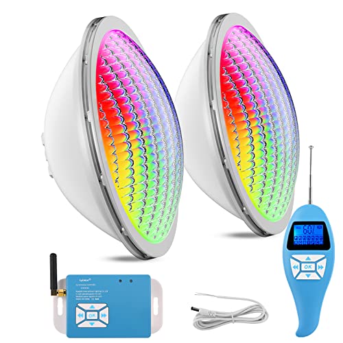 LyLmLe LED Poolbeleuchtung PAR56 20W Poolscheinwerfer RGB Farbwechsel Dimmbar Externe Synchronisation mit Fernbedienung,IP68 Wasserdicht LED Unterwasserscheinwerfer, 12V AC(2er-Pack) von LyLmLe