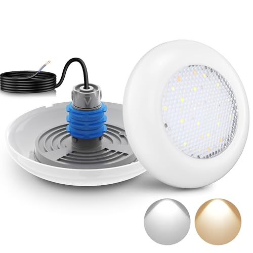 LyLmLe LED Poolscheinwerfer mit 1 1/2" Außengewinde, 12W LED Poolbeleuchtung 2 Farben Schaltbares Weiß 3000K & 6000K, Ø 190mm, 12V AC Unterwasserscheinwerfer für Betonpool/Styroporpools SPA Treppen LyLmLe LED Poolscheinwerfer mit 1 1/2" Außengewinde, 12W LED Poolbeleuchtung 2 Farben Schaltbares Weiß 3000K & 6000K, Ø 190mm, 12V AC Unterwasserscheinwerfer für Betonpool/Styroporpools SPA Treppen von LyLmLe