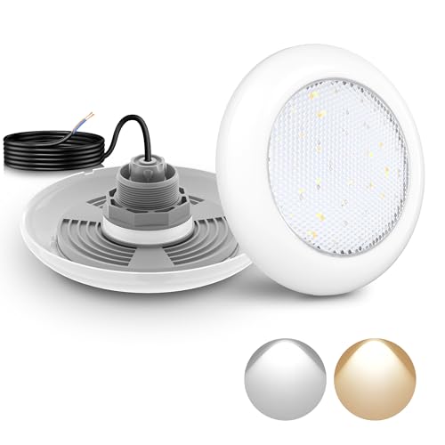 LyLmLe LED Poolscheinwerfer mit Außengewinde 2", 18W Poolbeleuchtung 2 Farben Schaltbar Weiß 3000K & 6000K, Ø242mm, 12V AC Unterwasserscheinwerfer LED für Aufstellbecken Stahlwandpool von LyLmLe