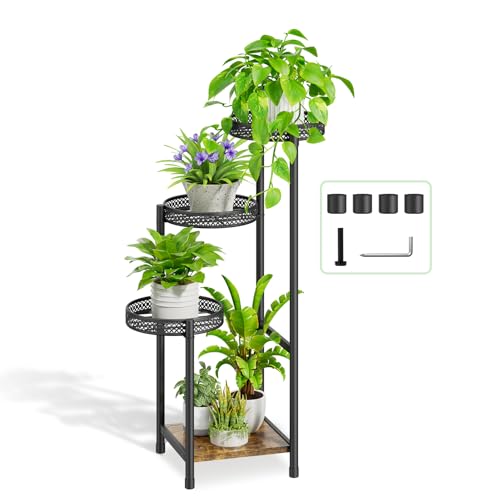 LyTaispuly 4-Tier-Pflanzenstände Innen im Freien, hoher Metallpflanzenstand für mehrere Pflanzen, moderner Eckpflanzenregal Blumenständerhalter Display Rack für Wohnzimmer Balkon Patio(Quadrat) von LyTaispuly