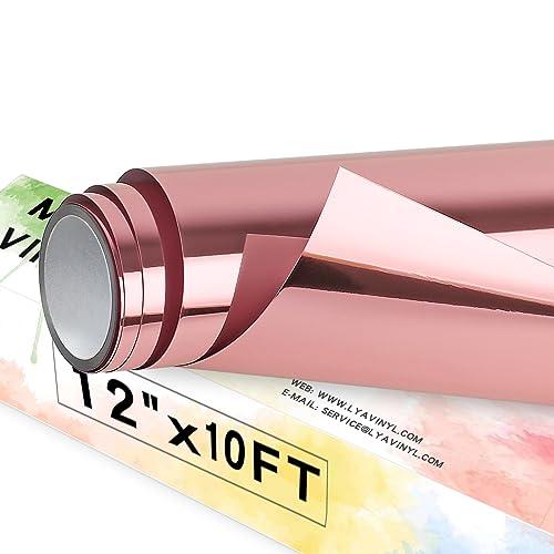 Lya Vinyl Chrom Roségold Vinylfolie Plotter 30,5 cm x 305 cm Plotterfolie Vinyl Selbstklebend Chrom Vinyl Rollen für Cricut, Silhouette Cameo für Tasse, Fenster, Kunststoff. von Lya Vinyl