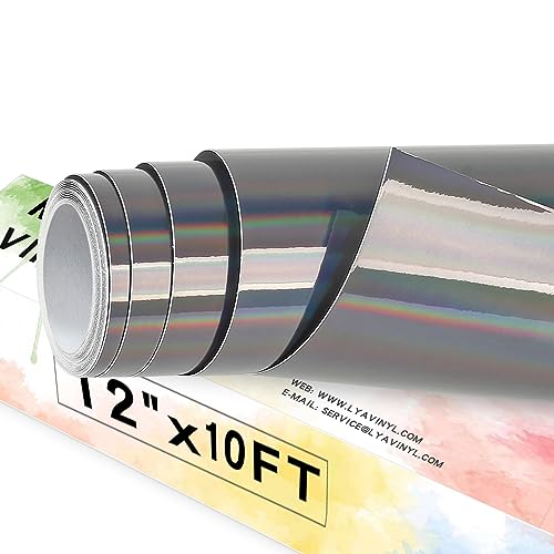 Lya Vinyl Holografisch Grau Vinylfolie Plotter 30,5 cm x 305 cm Plotterfolie Vinyl Selbstklebend Chrom Vinyl Rollen für Cricut, Silhouette Cameo für Tasse, Fenster, Kunststoff. von Lya Vinyl