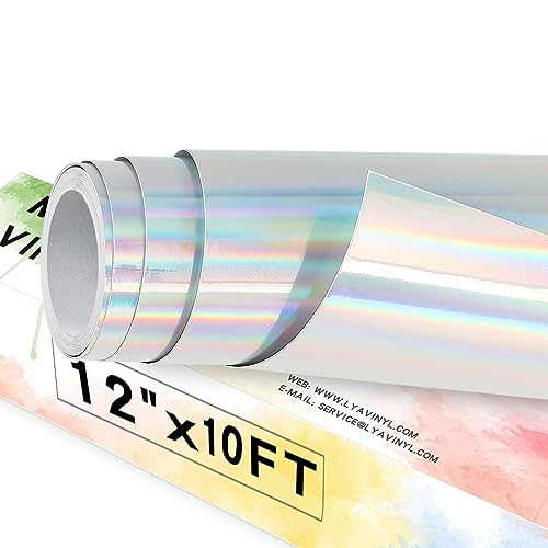 Lya Vinyl Holografisch Vinylfolie Plotter 30,5 cm x 305 cm Plotterfolie Vinyl Selbstklebend Chrom Vinyl Rollen für Cricut, Silhouette Cameo für Tasse, Fenster, Kunststoff. von Lya Vinyl