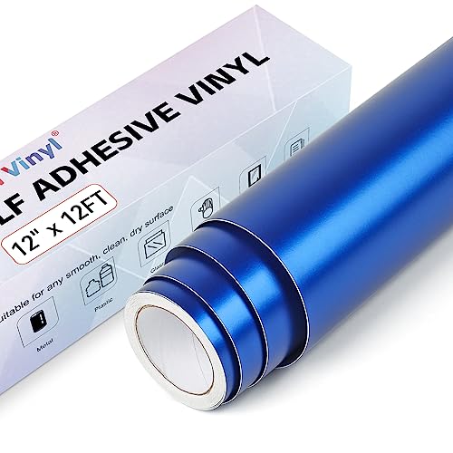 Lya Vinyl Vinylfolie Plotter Metallisch Matt - 30,5 x 366 cm Plotterfolie Vinyl Blau für Cricut, Cameo, Selbstklebendes Vinyl für Tassen, Glas, Geburtstagsfeier von Lya Vinyl