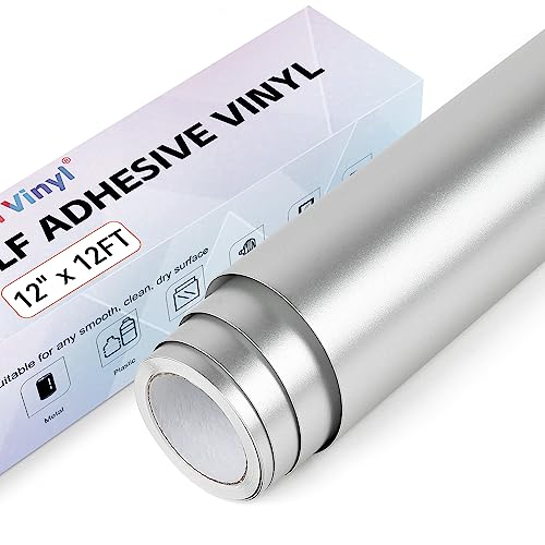 Lya Vinyl Vinylfolie Plotter Metallisch Matt - 30,5 x 366 cm Plotterfolie Vinyl Silber für Cricut, Cameo, Selbstklebendes Vinyl für Tassen, Glas, Geburtstagsfeier von Lya Vinyl