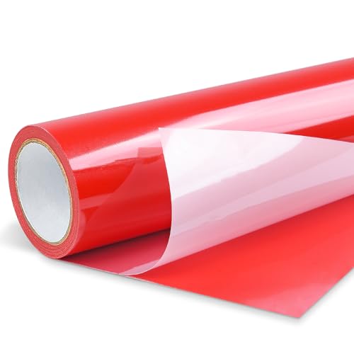 Lya Vinyl Rot Plotterfolie Vinyl -30,5 x 500 cm PET Vinylfolie Plotter für Cricut, Hohe Qualität Schwarz Plotterfolie Vinyl für Party Dekoration, Aufkleber, Craft Cutter von Lya Vinyl