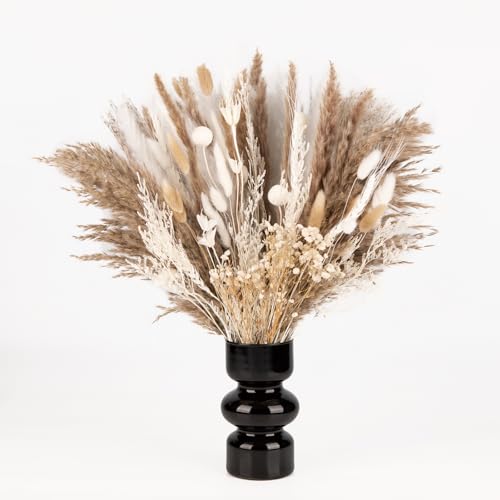Getrocknete Pampasgras Deko Set 109 Stück Natürliche Pampasgras Trockenblumen Deko DIY Schilfgrasstrauß für Hochzeit Pflanzen Blumenstrauß Boho Pampas Deko für Wohnzimmer Home Hochzeit Vasen Tischdeko von Lyaor