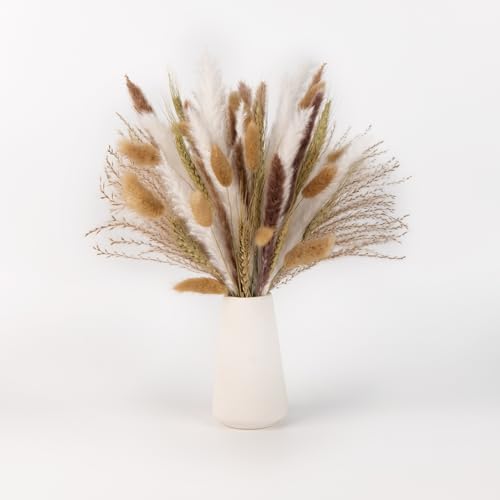 Getrocknete Pampasgras Deko Set 50 Stück Natürliche Pampasgras mit Hasenschwanz-Getreideblumen Pflanzen Blumenstrauß Boho Pampas Deko für Wohnzimmer Home Hochzeit Vasen Tischdeko von Lyaor