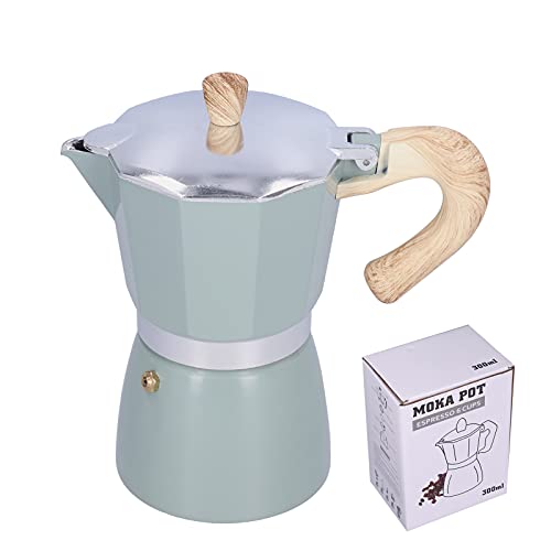 Lybunair 300 ml Espresso-Mokka-Kaffeekanne, Herd-Kaffeekessel, italienische Kaffeemaschine für Cappuccino, Latte (See türkis) von Lybunair