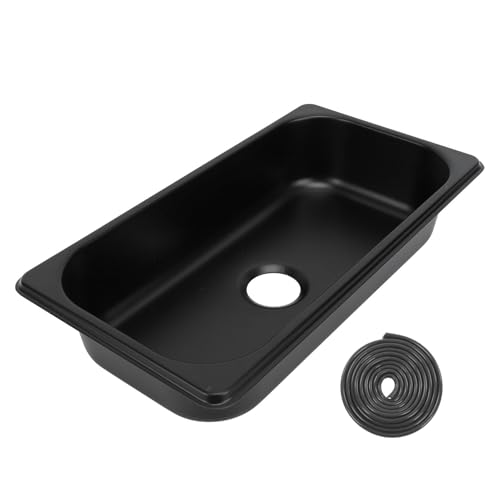 Lybunair 304 Edelstahl RV Waschbecken, 12,8 x 6,93 x 2,56 Zoll eingebettetes Becken, 40 -mm -Abflussauslass für Boot, Wohnwagen und Wohnmobil (Spray Coated Black (GR‑1365B)) von Lybunair
