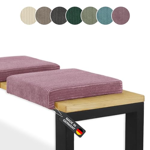 Lycce Bankauflage Klemmkissen 1 Leiste Cordstoff extra Polsterung, Banktiefe ab 35 cm (Altrosa) von Lycce