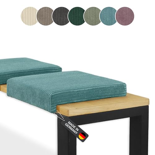 Lycce Bankauflage Klemmkissen 1 Leiste Cordstoff extra Polsterung, Banktiefe ab 35 cm (türkis) von Lycce
