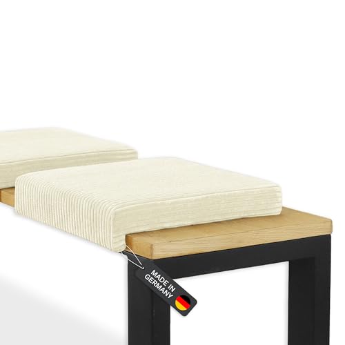 Lycce Bankauflage Klemmkissen 1 Leiste Cordstoff extra Polsterung, Banktiefe ab 35 cm (vanille) von Lycce
