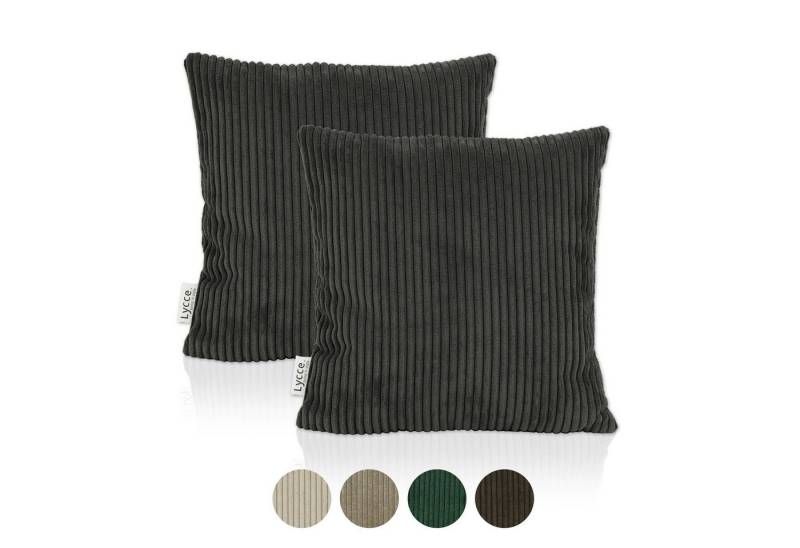 Lycce Dekokissen Kissenbezug 2er Set CORD Stoff (40 x 40 cm) mit Reißverschluß von Lycce