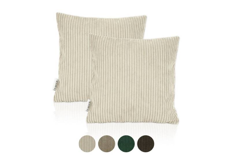 Lycce Dekokissen Kissenbezug 2er Set CORD Stoff (40 x 40 cm) mit Reißverschluß von Lycce