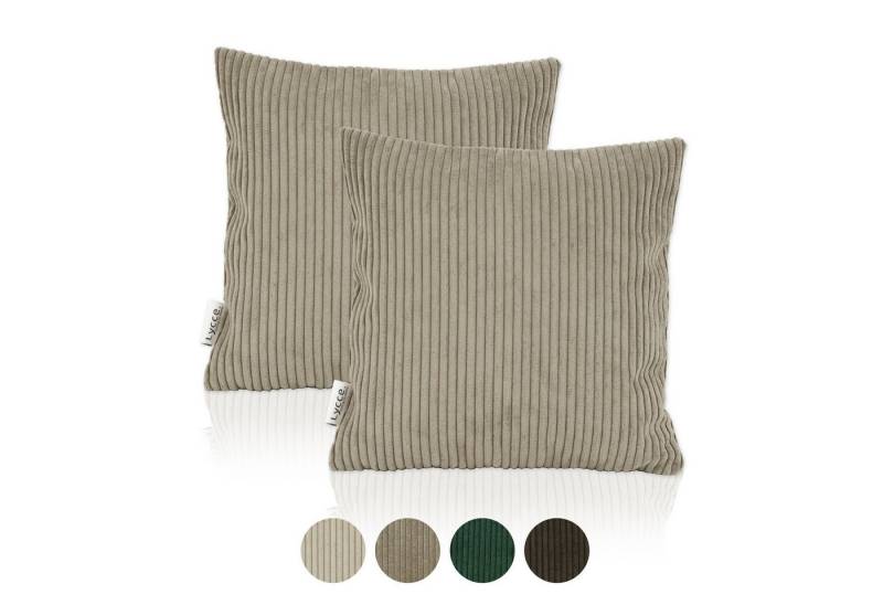 Lycce Dekokissen Kissenbezug 2er Set CORD Stoff (40 x 40 cm) mit Reißverschluß von Lycce