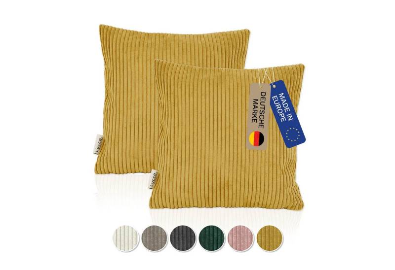 Lycce Dekokissen Kissenbezug 2er Set CORD Stoff (40 x 40 cm) mit Reißverschluß von Lycce