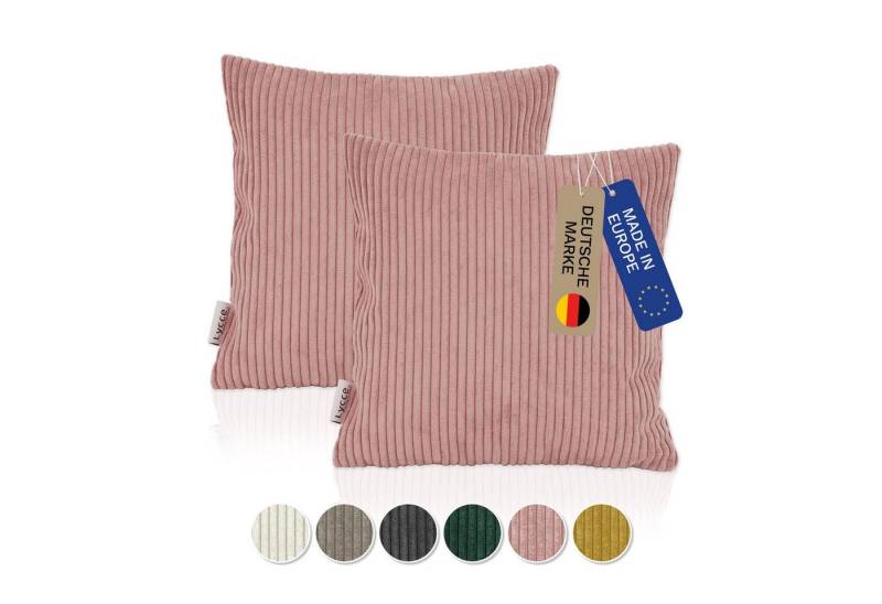 Lycce Dekokissen Kissenbezug 2er Set CORD Stoff (40 x 40 cm) mit Reißverschluß von Lycce