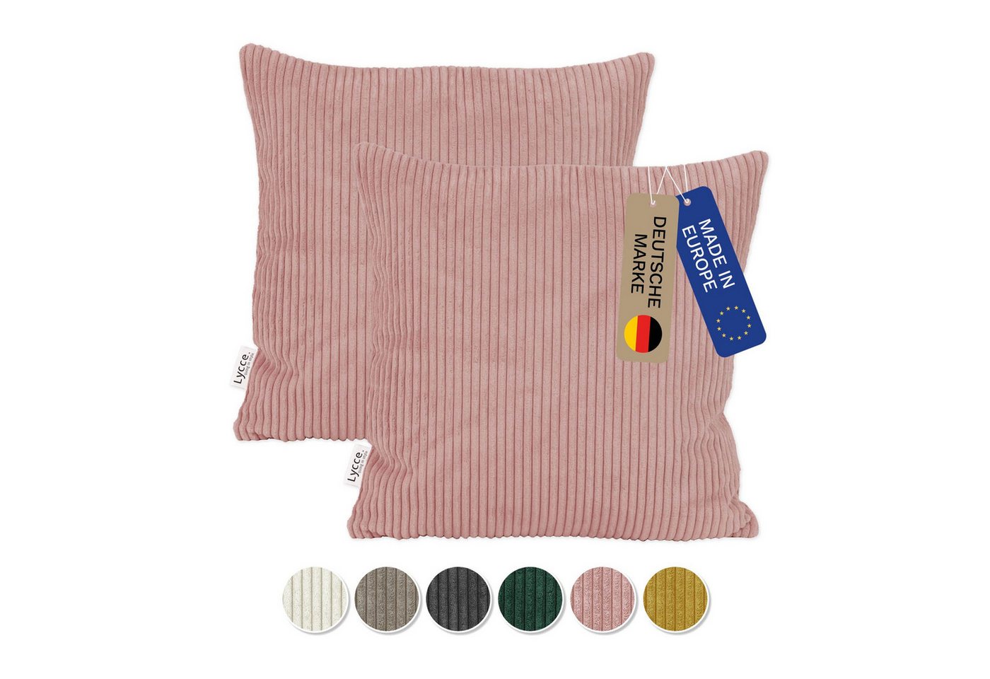 Lycce Dekokissen Kissenbezug 2er Set CORD Stoff (50 x 50 cm) - made in EU von Lycce