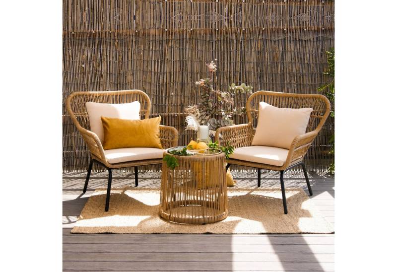 Lycce Balkonset Balkonmöbel Set 2 Personen 3 tlg Rattan Optik Balkon Möbel Terrasse, (3-tlg) von Lycce