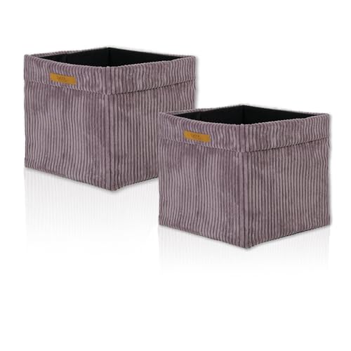 Lycce Kallax Boxen Cord 2er Set | Kallax Einsatz 33 x 33 x H31 cm | Aufbewahrungsbox mit entfernbarem Cord-Bezug passend für Kallax Regal | faltbare Ordnungsboxen aus Spannvlies | altrosa von Lycce