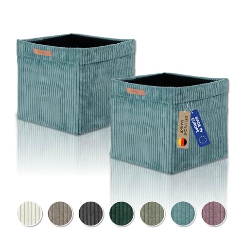 Lycce Kallax Boxen Cord 2er Set| Kallax Einsatz 33x33xH31cm | Aufbewahrungsbox mit waschbarem Cord-Bezug passend für Kallax Regal | faltbare Ordnungsboxen | türkis Lycce Kallax Boxen Cord 2er Set| Kallax Einsatz 33x33xH31cm | Aufbewahrungsbox mit waschbarem Cord-Bezug passend für Kallax Regal | faltbare Ordnungsboxen | türkis von Lycce