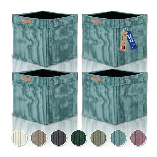 Lycce Kallax Boxen Cordstoff 4er Set | faltbare Aufbewahrungsboxen 33 x 33 x H31 cm mit abnehmbarem Cordbezug waschbar | Ordnungsboxen passend für Kallax Regal | türkis Lycce Kallax Boxen Cordstoff 4er Set | faltbare Aufbewahrungsboxen 33 x 33 x H31 cm mit abnehmbarem Cordbezug waschbar | Ordnungsboxen passend für Kallax Regal | türkis von Lycce