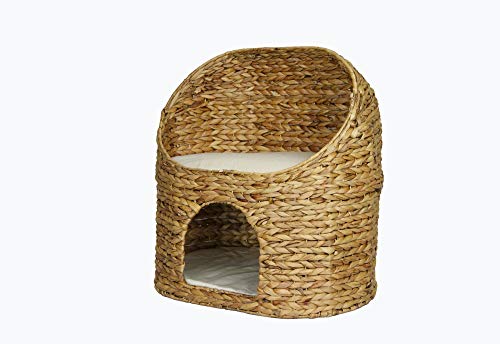 Lycce Katzenhöhle Merfin mit weichem Liegekissen geflochten Wasserhyazinthe 39cm x 54cm x 55cm Lycce Katzenhöhle Merfin mit weichem Liegekissen geflochten Wasserhyazinthe 39cm x 54cm x 55cm von Lycce