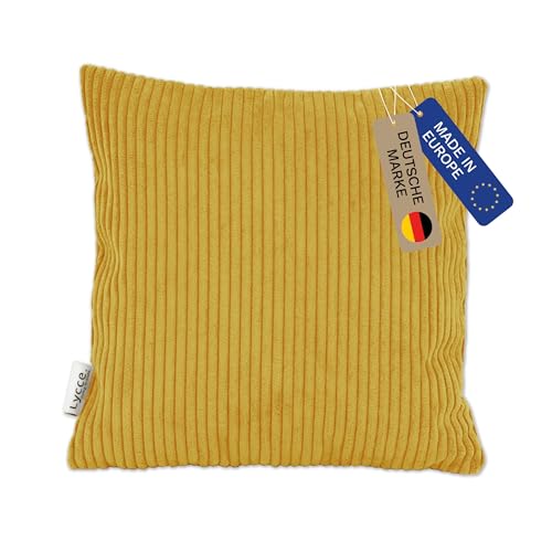 Lycce Kissenbezug, Kissenhülle für Dekokissen Cordstoff (50 x 50 cm), dekorative Zierkissen & -hüllen, Cord Kissen vielseitig einsetzbar für Dein Zuhause (senf) von Lycce