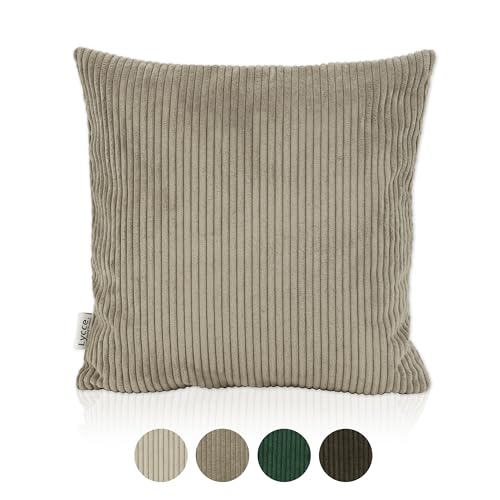 Lycce Kissenbezug, Kissenhülle für Dekokissen Cordstoff Taupe (50 x 50 cm), dekorative Zierkissen & -hüllen, Cord Kissen vielseitig einsetzbar für Dein Zuhause von Lycce