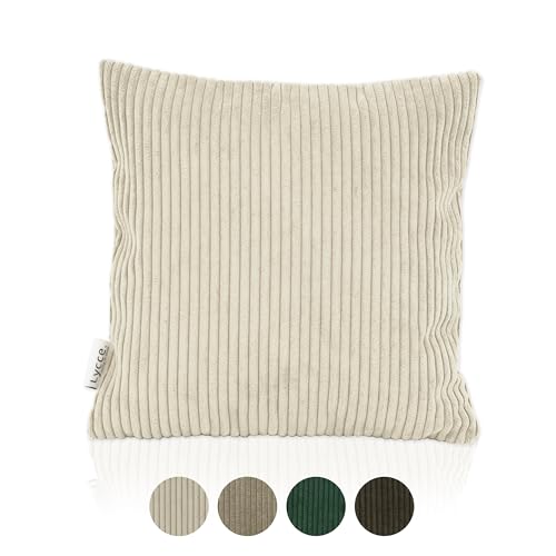 Lycce Kissenbezug Cordstoff Beige 40x40 cm - Hochwertige & Langlebige Kissenhülle für Dekokissen, Ideal für Sofa & Bett von Lycce